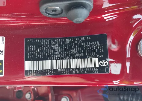 2025 Toyota Corolla Le z USA, uszkodzony, nr VIN 5YFB4MDE5SP291050